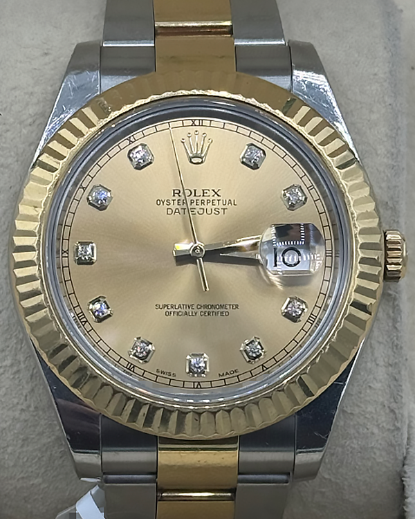 2014 Rolex Datejust II 41MM Champagne Dial Two-Tone Bracelet (116333)