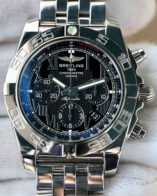 2013 Breitling Chronomat 44MM Black Dial Steel Bracelet (AB0110)