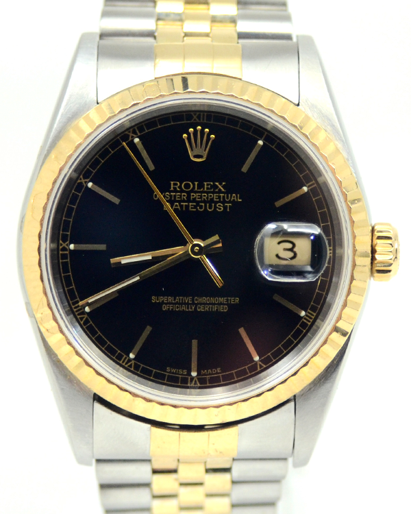 Rolex Datejust 36MM Black Dial Two-Tone Jubilee Bracelet (16233)