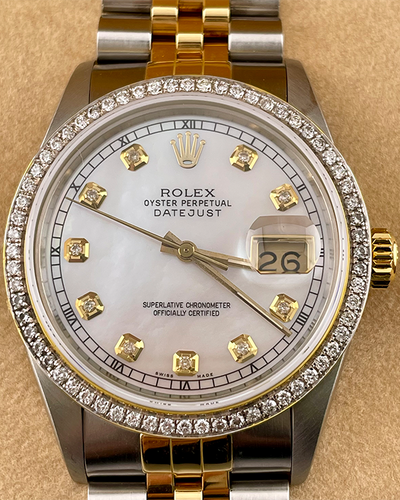 Rolex Datejust Vintage 36MM Aftermarket Mother Of Pearl Dial Two-Tone Jubilee Bracelet (16013)