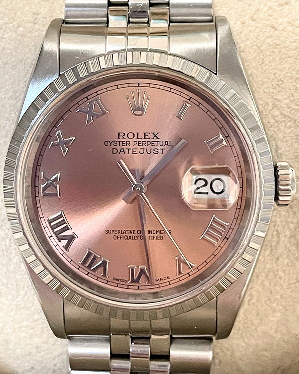 2002 (P Serial) Rolex Datejust 36MM Pink Rose Dial Jubilee Bracelet (16220)