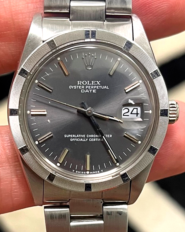 1988 Rolex Oyster Perpetual Date Vintage 34MM Grey Dial Oyster Bracelet (15010)