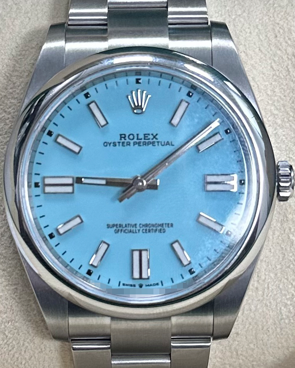 2023 Rolex Oyster Perpetual 41MM Turquoise Tiffany Blue Dial Steel Oyster Bracelet (124300)