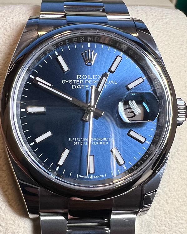 2023 Rolex Datejust 36MM Oystersteel Bright Blue Dial (126200)