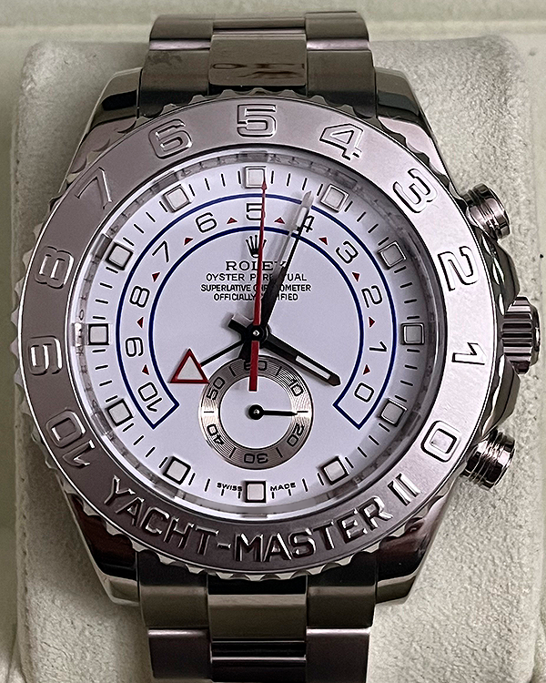 No Reserve - 2007 (Z Serial) Rolex Yacht-Master II 44MM White Dial White Gold Oyster Bracelet (116689)