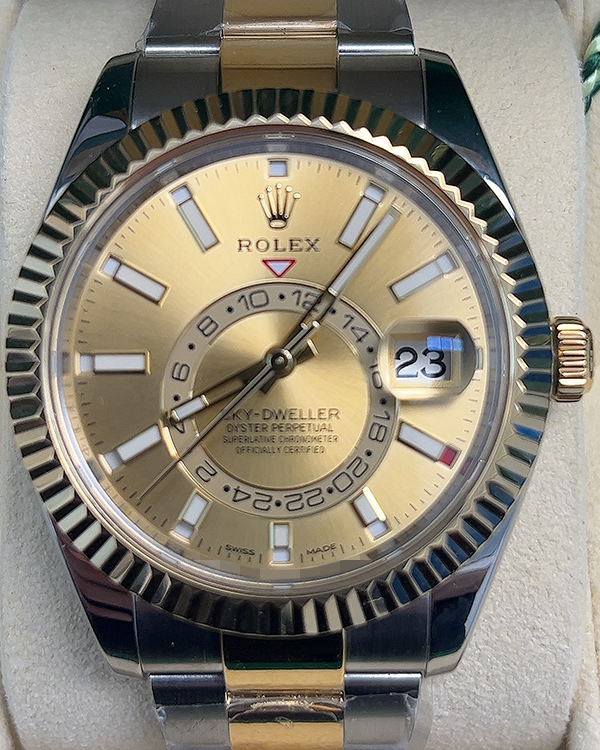 2020 Rolex Sky-Dweller 42MM Champagne Dial Two-Tone Oyster Bracelet (326933)