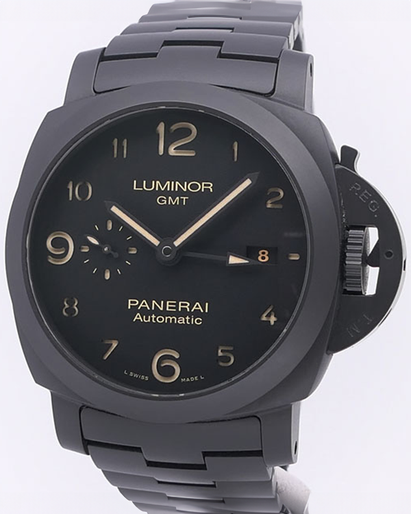 2015 Panerai Luminor 1950 3 Days Tuttonero GMT 44MM Black Dial Ceramic Bracelet (PAM01438)