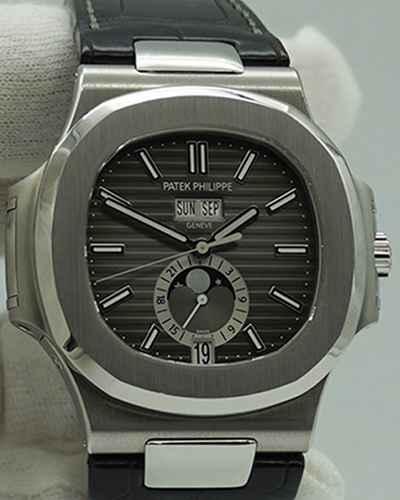 2022 Patek Philippe Nautilus 40.5MM Black Dial Leather Strap (5726A-001)