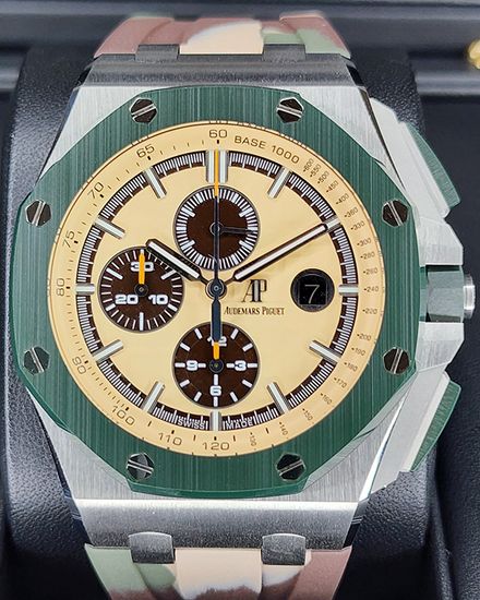 2018 Audemars Piguet Royal Oak Offshore "Camo" 44MM Champagne Dial Rubber Strap (26400SO.OO.A054CA.01)