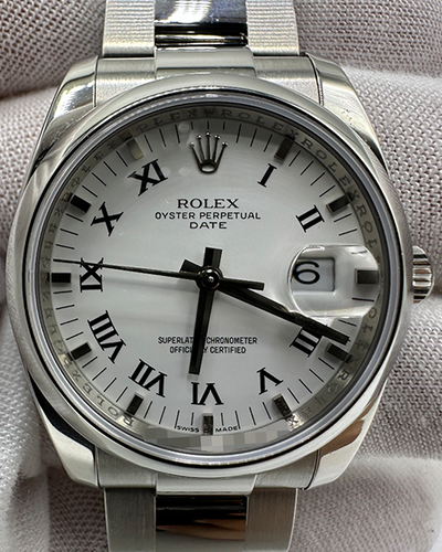 2008 (M Serial) Rolex Oyster Perpetual Date 34MM White Dial Oyster Bracelet (115200)