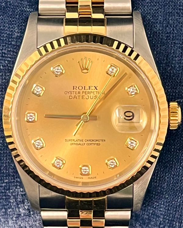 Rolex Datejust 36MM Champagne Diamond Dial Two-Tone Jubilee Bracelet (16233)