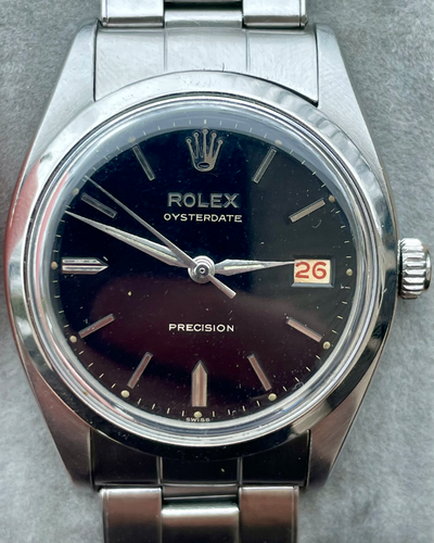 Rolex Oyster Precision "Red Roulette" 34MM Black Dial Steel Bracelet (6494)