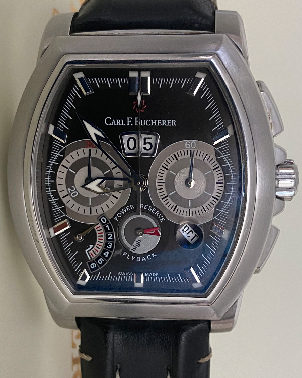 2022 Carl F. Bucherer Patravi T- Chronograde 43MM Steel Black Dial Leather Strap (10626.08.33.01)