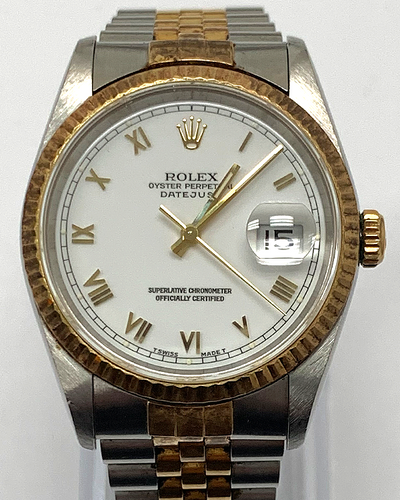 Rolex Datejust Vintage 36MM White Dial Two-Tone Jubilee Bracelet (16233)