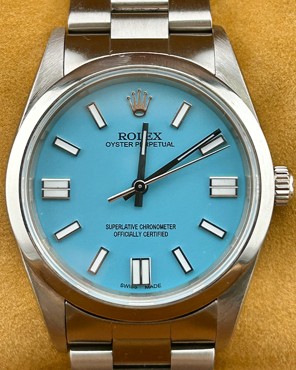 Rolex Air-King Vintage 34MM Aftermarket Tiffany Blue Dial Oyster Bracelet (14000)