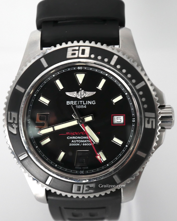 Breitling Superocean 44MM Black Dial Rubber Strap (A17391)