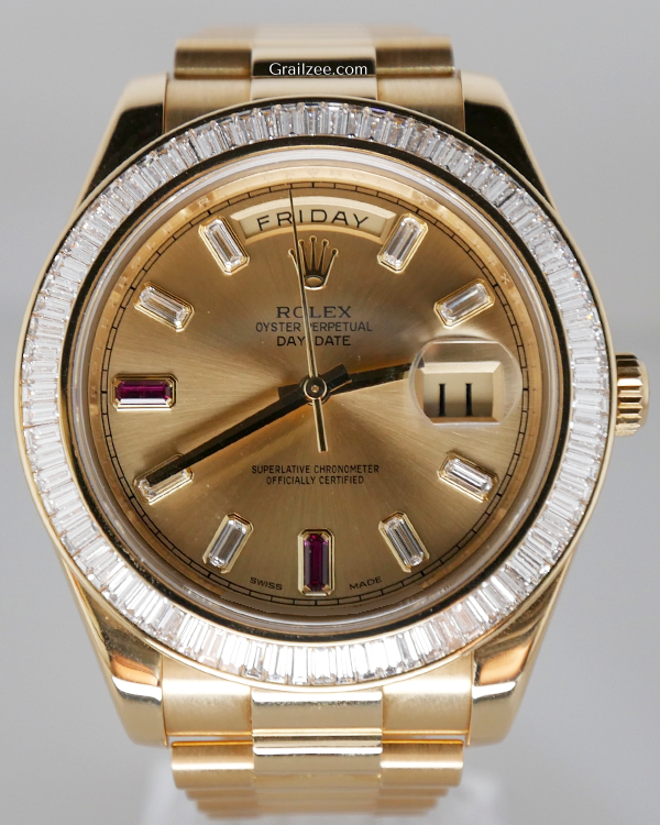 2013 Rolex Day-Date II 41MM Champagne Dial Yellow Gold President Bracelet (218398BR)