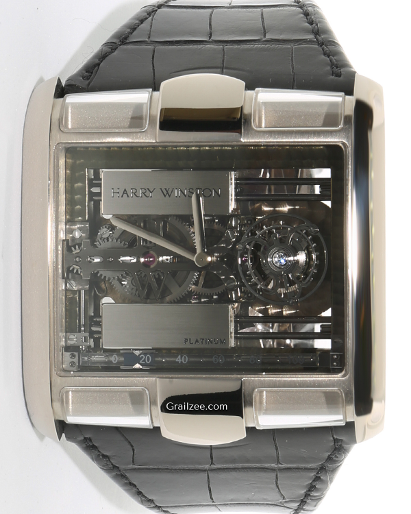 Harry Winston Avenue Tourbillon "Glissiere" L.E. 49MM Skeleton Dial Leather Strap (350/MATWL)