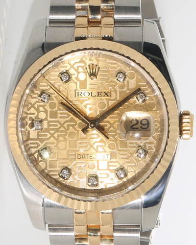 2005 (D Serial) Rolex Datejust 36MM Champagne "Jubilee Motif" Dial Two-Tone Jubilee Bracelet (126233)