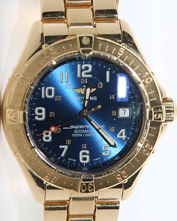 Breitling Superocean 41.5MM Blue Dial Yellow Gold Bracelet (K10040)