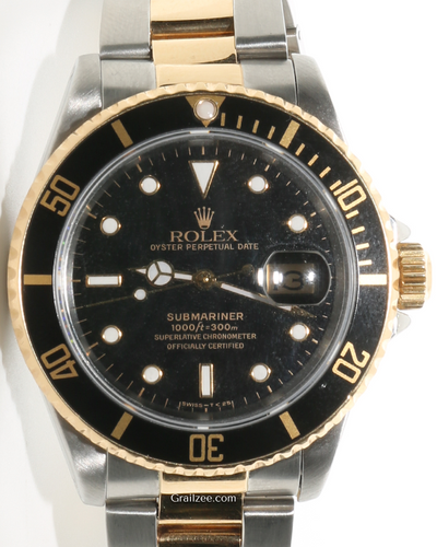 Rolex Submariner Date 40MM Black Dial Two-Tone Oyster Bracelet (16613)