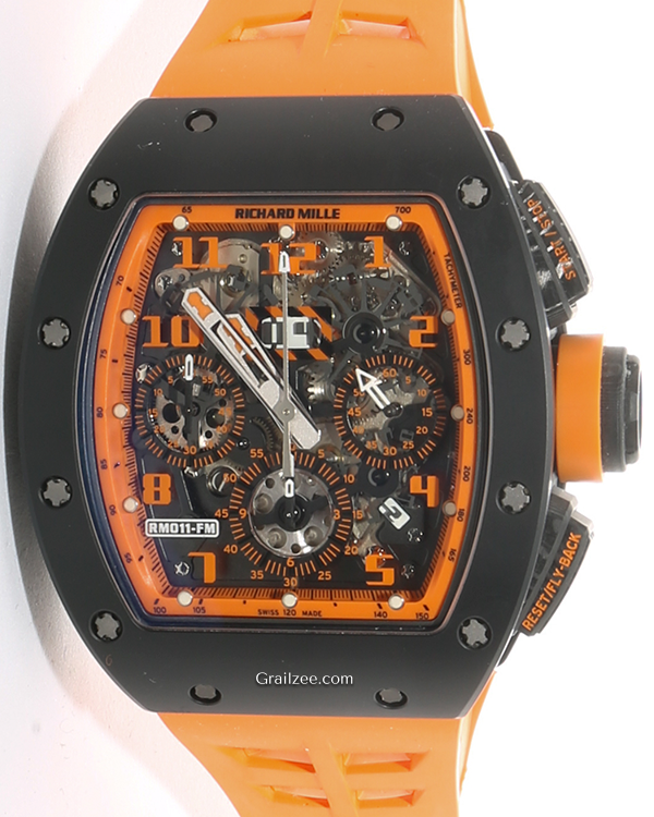 2016 Richard Mille RM 011 Felipe Massa "Orange Storm" L.E. 50MM Skeleton Dial Rubber Strap (RM011)