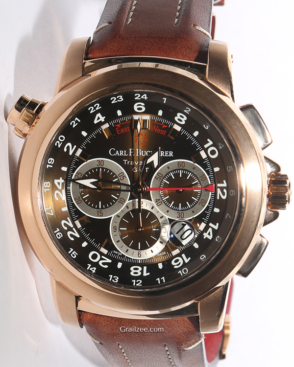 Carl F. Bucherer Patravi Traveltec GMT 46.6MM Brown Dial Leather Strap (00.10620.03.93.01)