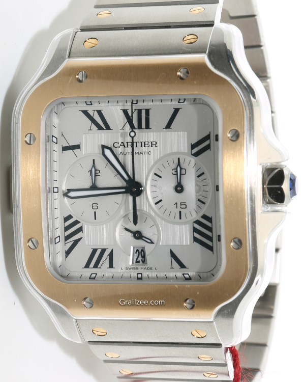 Cartier Santos de Cartier 43.3MM White Dial Two-Tone Bracelet (W2SA0008)