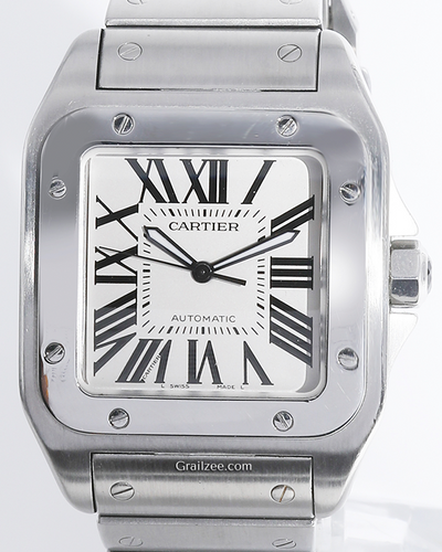 Cartier Santos De Cartier 100 XL 38MM Silver Dial Steel Bracelet (W200737G)