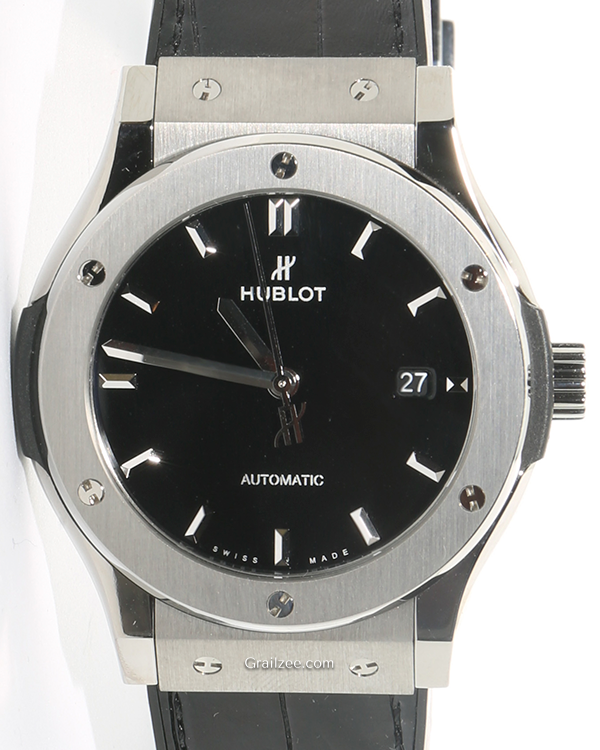 Hublot Classic Fusion 42MM Black Dial Leather/Rubber Strap (542.NX.1270.LR)