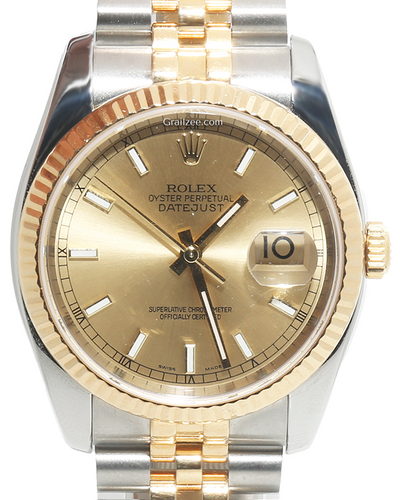 2004 (F Serial) Rolex Datejust 36MM Champagne Dial Two-Tone Jubilee Bracelet (126233)