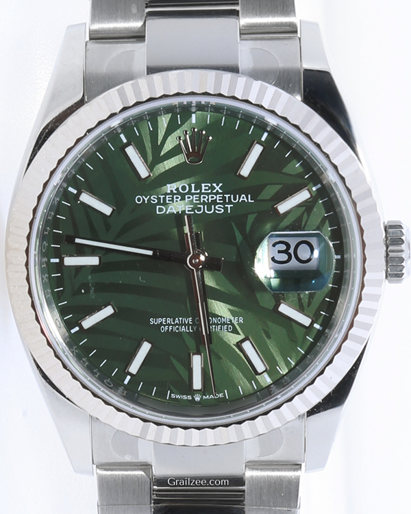 2023 Rolex Datejust 36MM Green "Palm Motif" Dial Oyster Bracelet (126234)