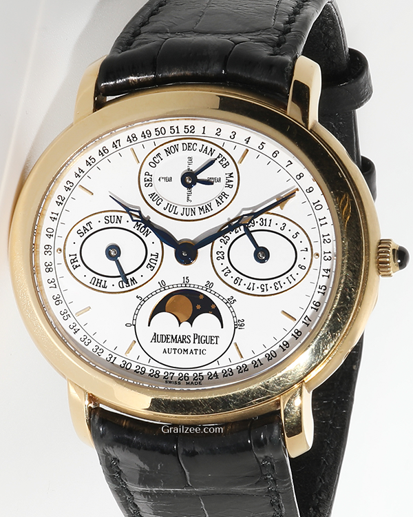 Audemars Piguet Millenary Quantieme Perpetual Calendar Chronograph Moonphase 35MM White Dial Leather Strap (D72484)