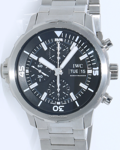 2021 IWC Schaffhausen Aquatimer Chronograph 44MM Black Dial Steel Bracelet (IW376804)