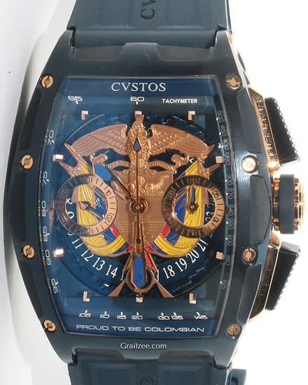 CVSTOS Challenge "Pride of Colombia" 41MM Blue Dial Rubber Strap (577COLO)