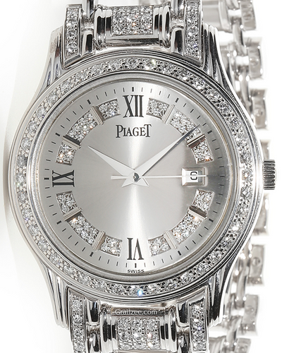 Piaget Polo 33.5MM Silver Dial White Gold Bracelet (24005M 503D)