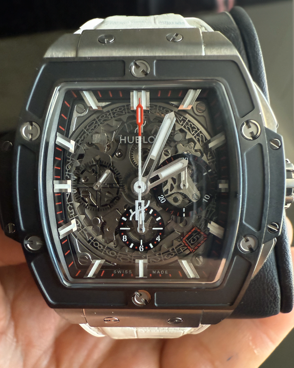 Hublot Spirit Of Big Bang 45MM Skeleton Dial Leather/Rubber Strap (601.NM.0173.LR)