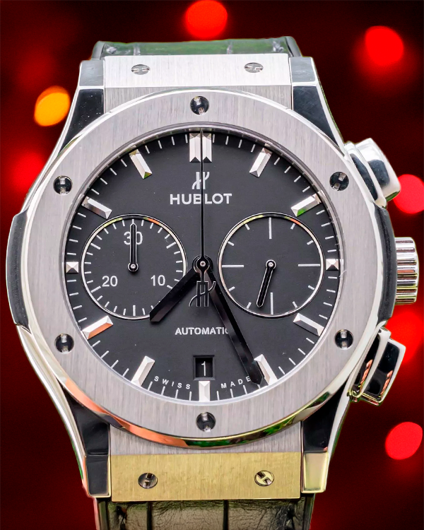 2020 Hublot Classic Fusion Chronograph 45MM Black Dial Leather Strap (521.NX.1171.LR)