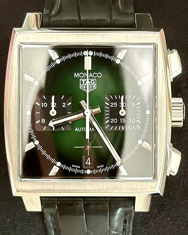 2021 TAG Heuer Monaco L.E. 39MM Green Dial Leather Strap (CBL2116.FC6497)