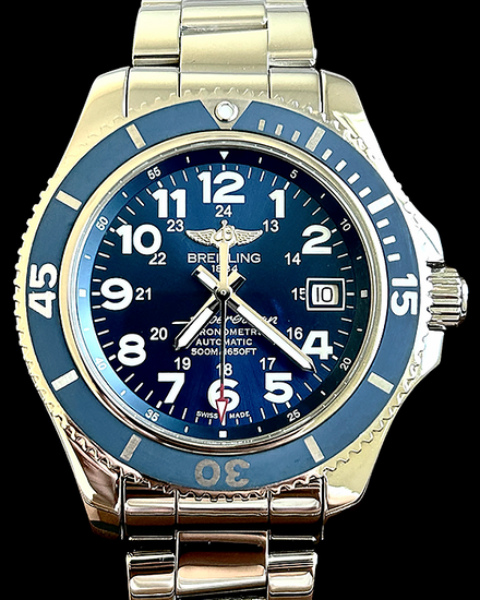 No Reserve - 2017 Breitling Superocean II 42MM Blue Dial Steel Bracelet (A17365D1/C915)
