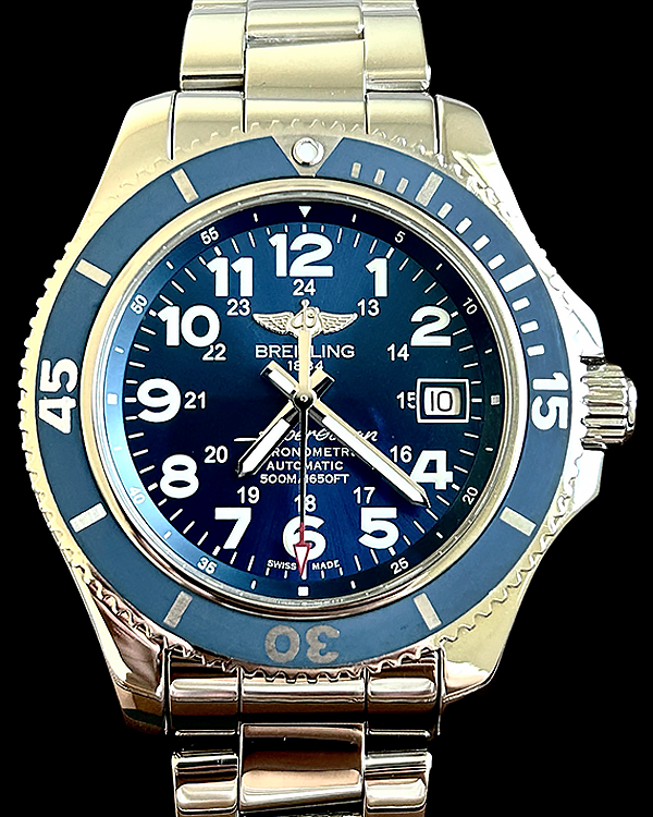 No Reserve - 2017 Breitling Superocean II 42MM Blue Dial Steel Bracelet (A17365D1/C915)