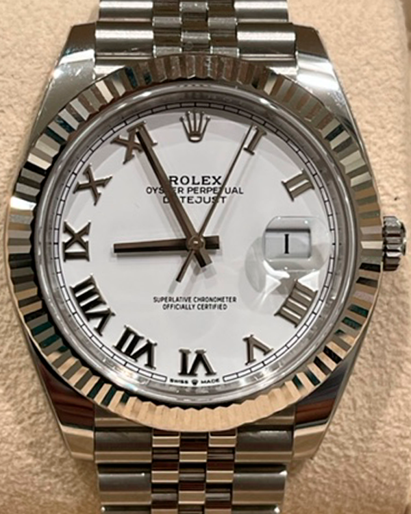 2023 Rolex Datejust 41 Jubilee Bracelet Oystersteel And White Gold Fluted Bezel White Dial (126334)