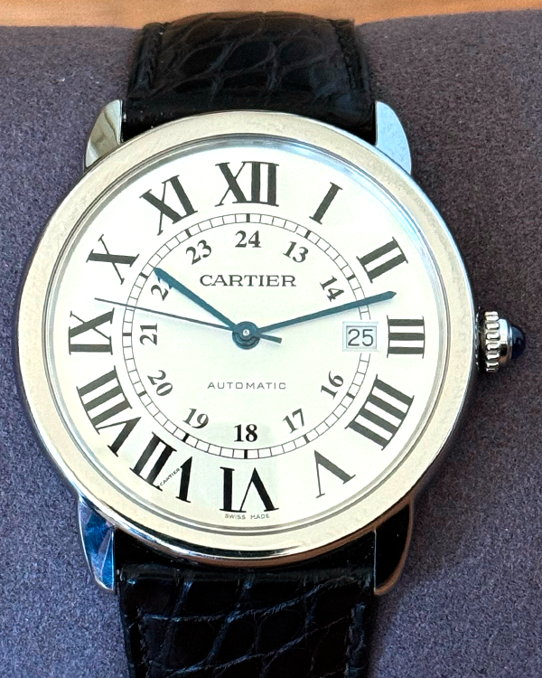 2014 Cartier Ronde De Cartier XI 42MM White Dial Leather Strap (3517)