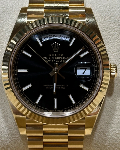 2024 Rolex Day-Date 40MM Black Dial Yellow Gold President Bracelet (228238)