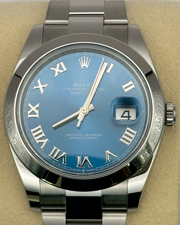 2024 Rolex Datejust 41MM Azzurro Blue Dial Oyster Bracelet (126300)