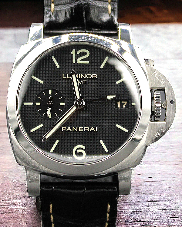 2014 Panerai Luminor 1950 3 Days GMT Automatic 42MM Black Dial Leather Strap (PAM00535)