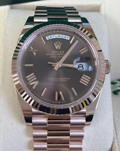 2021 Rolex Day-Date 40MM Chocolate Dial Everose Gold President Bracelet (228235)