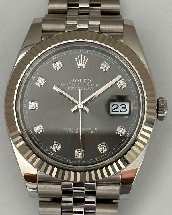 2021 Rolex Datejust 41 Jubilee Oystersteel Factory Diamonds Slate Dial (126334)