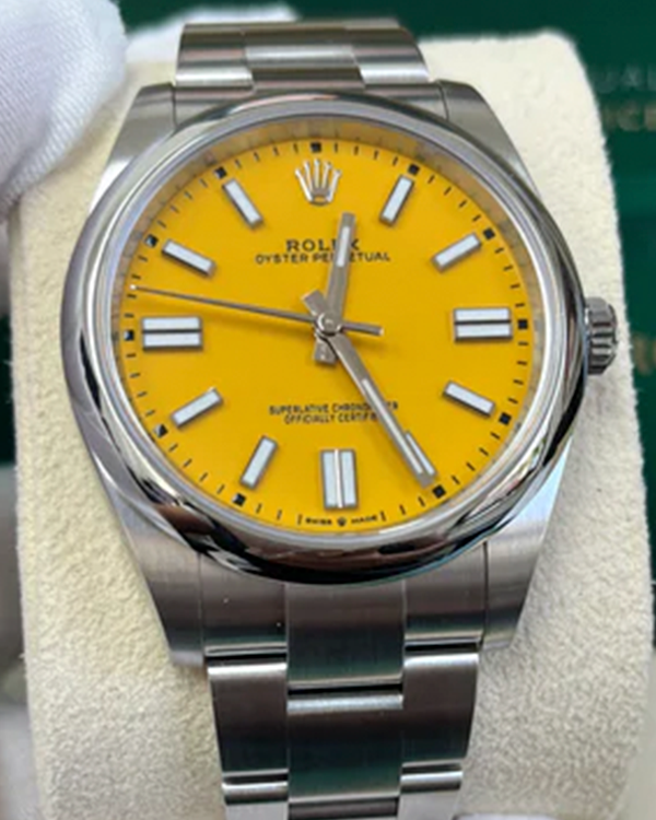 Rolex Oyster Perpetual 41MM Yellow Dial Oyster Bracelet (124300)