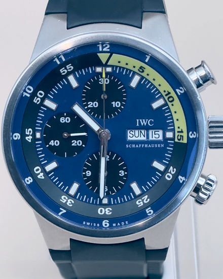 2008 IWC Schaffhausen Aquatimer Chronograph "Tribute to Calypso" 44MM Blue Dial Rubber Strap (IW378203)